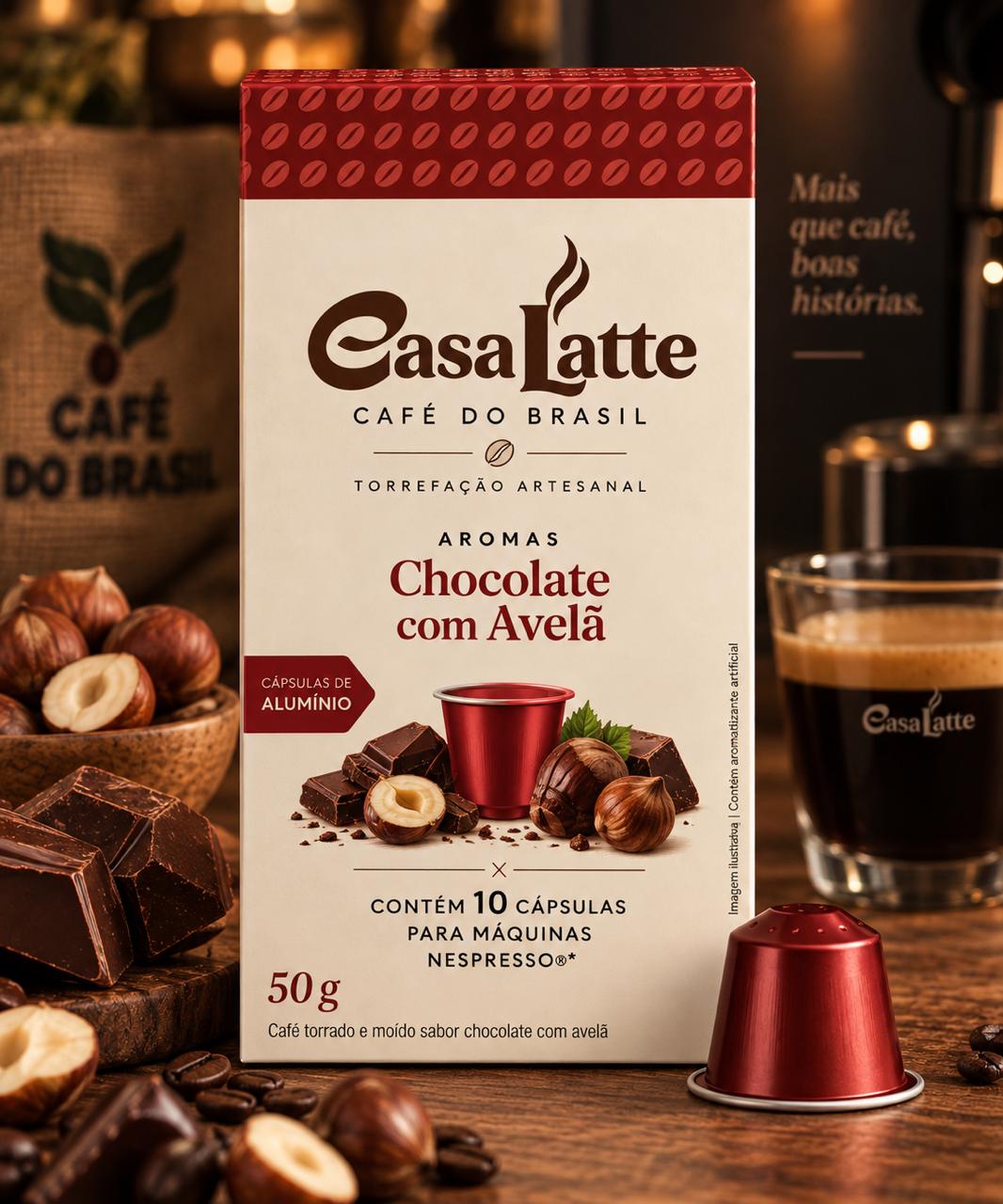 Café Aromas Chocolate com Avelã - 10 Cápsulas Compatíveis com Nespresso®